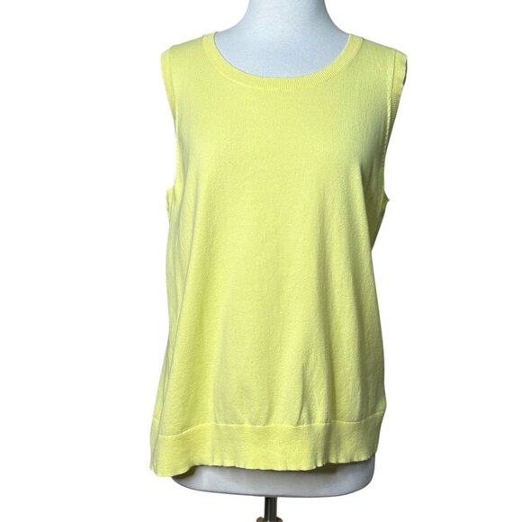 Talbots Womens Cotton Sweater Vest Plus Size 1XL Yellow - Picture 1 of 7